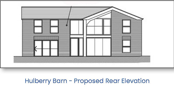 Lot: 21 - OUTSTANDING RURAL OPPORTUNITY! PLANNING FOR CONVERSION AND DEVELOPMENT FOR TWO SUBSTANTIAL RESIDENCES - Hulberry Barn - Proposed Rear Elevation